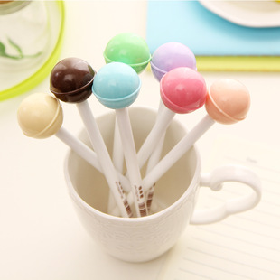 韩国文具可爱清新糖果色黑色水笔 棒棒糖中性笔