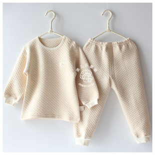宝宝保暖内衣纯色冬 儿童保暖内衣夹棉 宝宝保暖内衣套装 1-3周岁