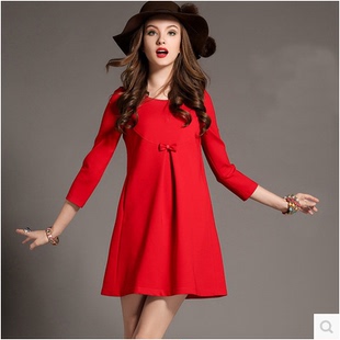 欧洲站2015秋冬季新款红色长袖蕾丝裙修身显瘦蕾丝连衣裙女