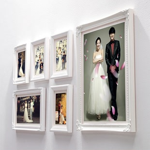 欧木格 客厅照片墙 婚纱照相框墙 欧式实木挂墙相框创意组合