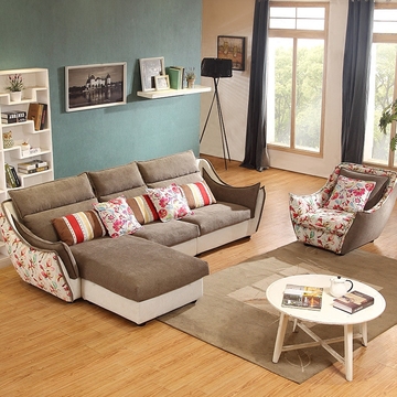 北欧宜家布艺沙发组合小户型 简约现代风格客厅转角三人沙发拆洗