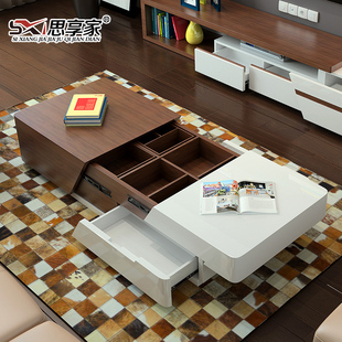 小茶几电视柜组合现代简约可伸缩烤漆多功能储物北欧客厅成套家具