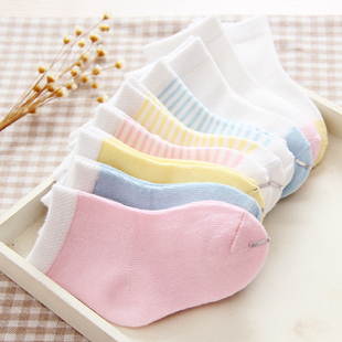 新生儿袜子纯棉婴幼儿短袜初生婴儿全棉袜0-3个月宝宝松口袜3双装