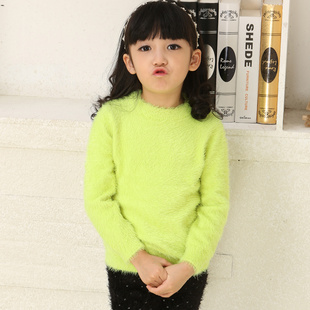 童装新款韩版儿童针织衫女中大童圆领套头加厚马海毛毛衣打底衫潮