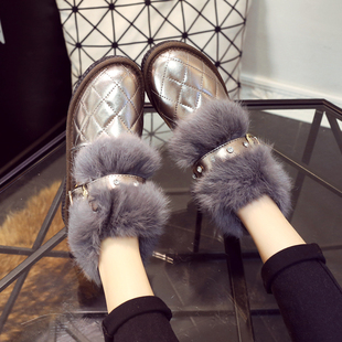 2015冬上新款短靴女加绒加厚保暖平跟女棉鞋兔毛防水甜美雪地靴潮