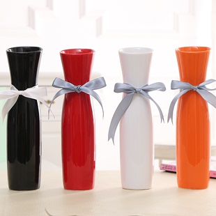 包邮欧式简约旗袍陶瓷花瓶摆件家居创意红色花瓶花器客厅水培花瓶