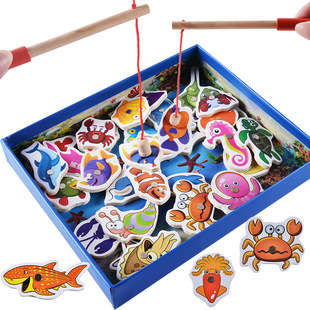 木制磁性32片钓鱼游戏 DDM14亲子双竿婴幼儿益智玩具