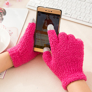秋冬新款珊瑚绒手套 冬季触控触摸屏手套 电容触屏手套玩手机手套