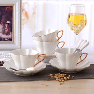 手工描绘金边咖啡杯碟带勺欧式骨瓷咖啡杯英式下午茶茶杯厂家直销