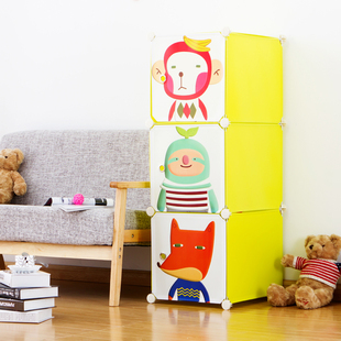 伊家乐儿童卡通衣柜简易组合式宝宝衣物收纳柜宜家塑料环保婴儿柜
