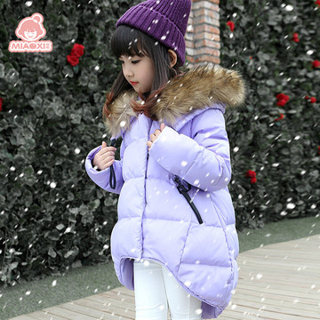 2015冬韩版新款女童棉衣中长款加厚儿童外套大毛领保暖棉服外套