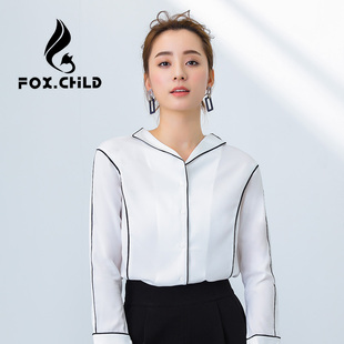 狐娃 2016秋季新款韩版纯色直筒白衬衫女时尚休闲长袖睡衣式衬衣