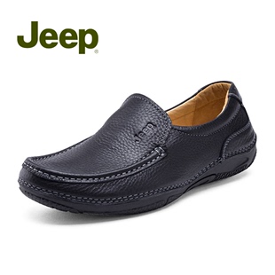 Jeep吉普专柜 男士一脚蹬驾车鞋春夏季牛皮套脚休闲鞋JH331