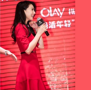 2016韩版明星高圆圆同款红色连衣裙修身显瘦礼服晚装高腰打底裙子