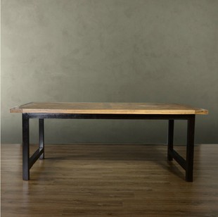 北欧宜家长方形铁艺实木电脑桌创意餐桌现代简约书桌会客桌家具