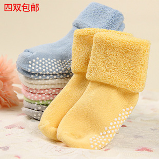 1-3岁宝宝小孩防滑纯棉袜男女童新生婴儿童袜子冬季加厚保暖松口2
