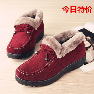 老北京棉鞋女冬妈妈鞋加绒保暖休闲软底平跟防滑女棉鞋短雪地靴