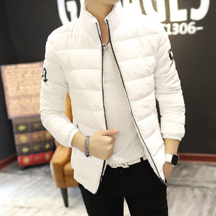 棉衣男士冬季青少年学生韩版修身印花羽绒棉服冬装棉袄加厚外套潮