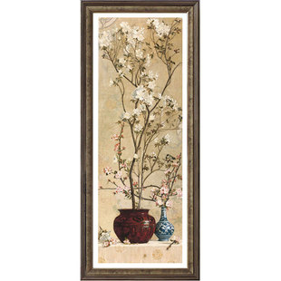 有框装饰油画复古怀旧植物花卉竖版餐厅玄关走廊挂画寒梅