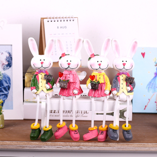 大号吊脚兔子创意新婚礼品树脂情侣娃娃摆件工艺品家居装饰品摆设