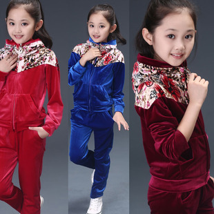 2015新款秋冬亲子套装母女中大童韩国加绒8-10-12岁女童时尚套装