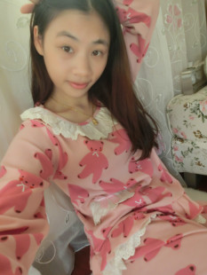 韩版情侣睡衣套装春款女士纯棉长袖家居服日系蕾丝边卡通熊亲子装