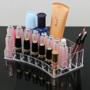 弧形透明化妆品收纳盒 水晶质感 收纳口红化妆水等加厚口红架