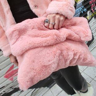 2015冬季新款兔毛手拿包单肩包斜跨包可爱女包潮流时尚绒毛萌萌哒
