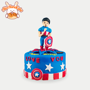 男士 男孩生日蛋糕 美国队长超人蛋糕 创意 定制翻糖蛋糕北京包邮