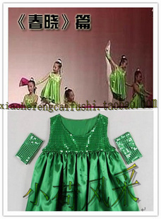 《春晓新款》六一儿童演出服春节舞蹈服少儿绿色舞台女孩表演裙