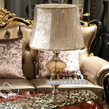 奢华水晶欧式台灯 美式简约创意时尚客厅卧室床头灯后现代新古典