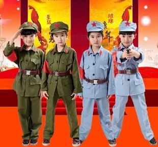 送帽子袖章儿童舞蹈服小八路演出服新四军红军八路演出舞台表演服