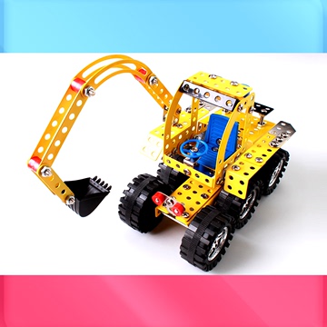 包邮金属拼装玩具变形彩大推土车大挖土机工程车动手儿童益智玩具