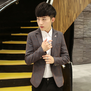 男士小西服青少年韩版修身中长款小西装学生新款男装薄外套潮风衣