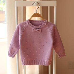1-4岁女童宝宝套头蝴蝶结毛衣针织衫冬装新款韩版小童线衣打底衫
