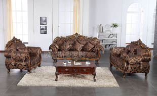 欧式沙发 欧式实木客厅组合古典雕刻大小户型布沙发可拆洗新品