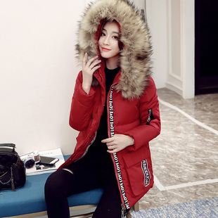 2016冬季新款韩版修身时尚中长款羽绒棉服连帽棉衣女学生加厚外套