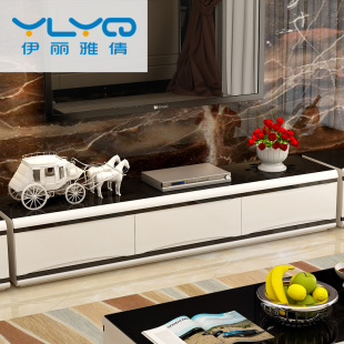 伊丽雅倩 烤漆电视柜 现代简约 钢化玻璃电视柜伸缩地柜 客厅家具