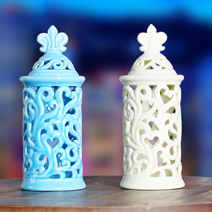 新古典美欧式镂空陶瓷烛台复古摆件创意蜡烛台新婚家居装饰品