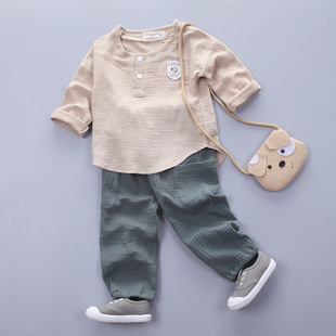 童装秋季新款套装男宝宝纯棉长袖韩版两件套0-4岁中小童女童卫衣