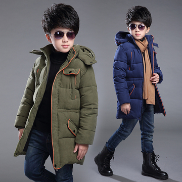 童装男童棉衣加厚外套2015新款冬季保暖棉袄韩版中大童中长款棉服
