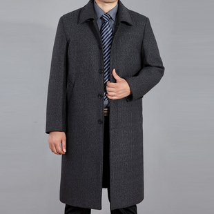 2015新款冬季中老年男装毛呢大衣长款呢子风衣加厚羊毛外套男特价