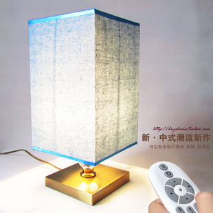 现代中式温馨时尚水晶床头灯古铜台灯卧室可调光智能感应触摸遥控