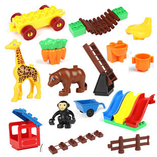 大颗粒大块积木儿童益智早教玩具积木拼插塑料配件方块形积木游戏
