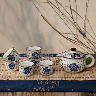 日式和风手绘陶瓷功夫整套茶具套装创意手绘茶杯茶壶套装包邮送礼