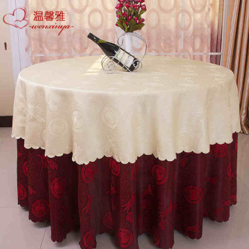 酒店餐厅饭店圆桌桌布 家用圆桌布 高档双层桌布 酒樽花桌布定做