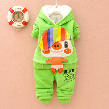 新款韩版宝宝套装 加厚保暖纯棉婴儿衣服休闲时尚一岁半男童冬装