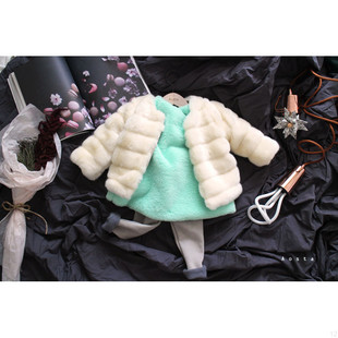 韩国童装代购进口童装女童秋冬装厚外套冬韩国制造童装仿皮草外套