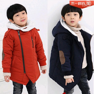 2015新款 冬装中大童 男童外套斜拉链加厚加绒儿童棉衣 L617