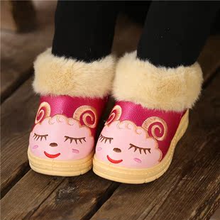 冬季新款儿童PU防水棉鞋加厚保暖宝宝防滑棉拖鞋男童女童包跟棉鞋
